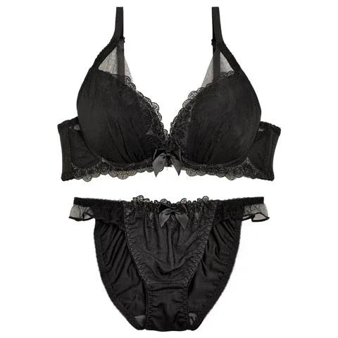 1/24再販!【三上悠亜着用】【ノンワイヤー】ロイヤリティチュールフラワーブラジャー&フルバックショーツ - 【公式】247Lingerie