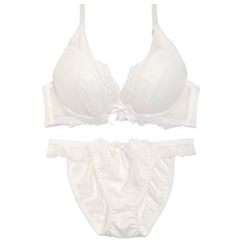 1/24再販!【三上悠亜着用】【ノンワイヤー】ロイヤリティチュールフラワーブラジャー&フルバックショーツ