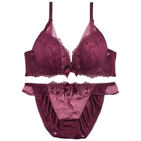 1/24再販!【三上悠亜着用】【ノンワイヤー】ロイヤリティチュールフラワーブラジャー&フルバックショーツ - 【公式】247Lingerie