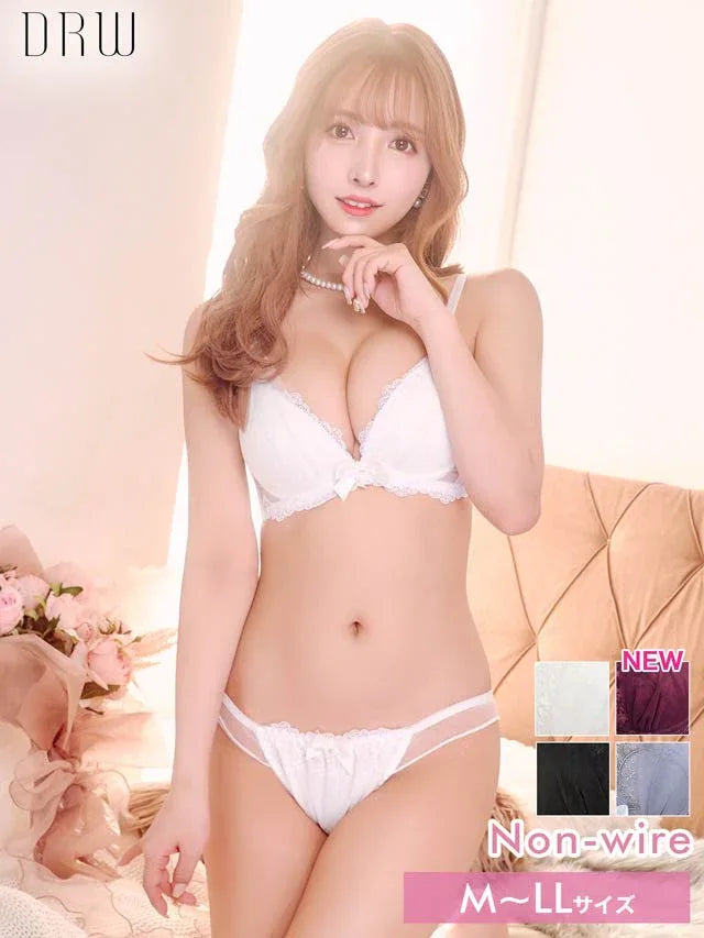 1/24再販!【三上悠亜着用】【ノンワイヤー】ロイヤリティチュールフラワーブラジャー&フルバックショーツ - 【公式】247Lingerie