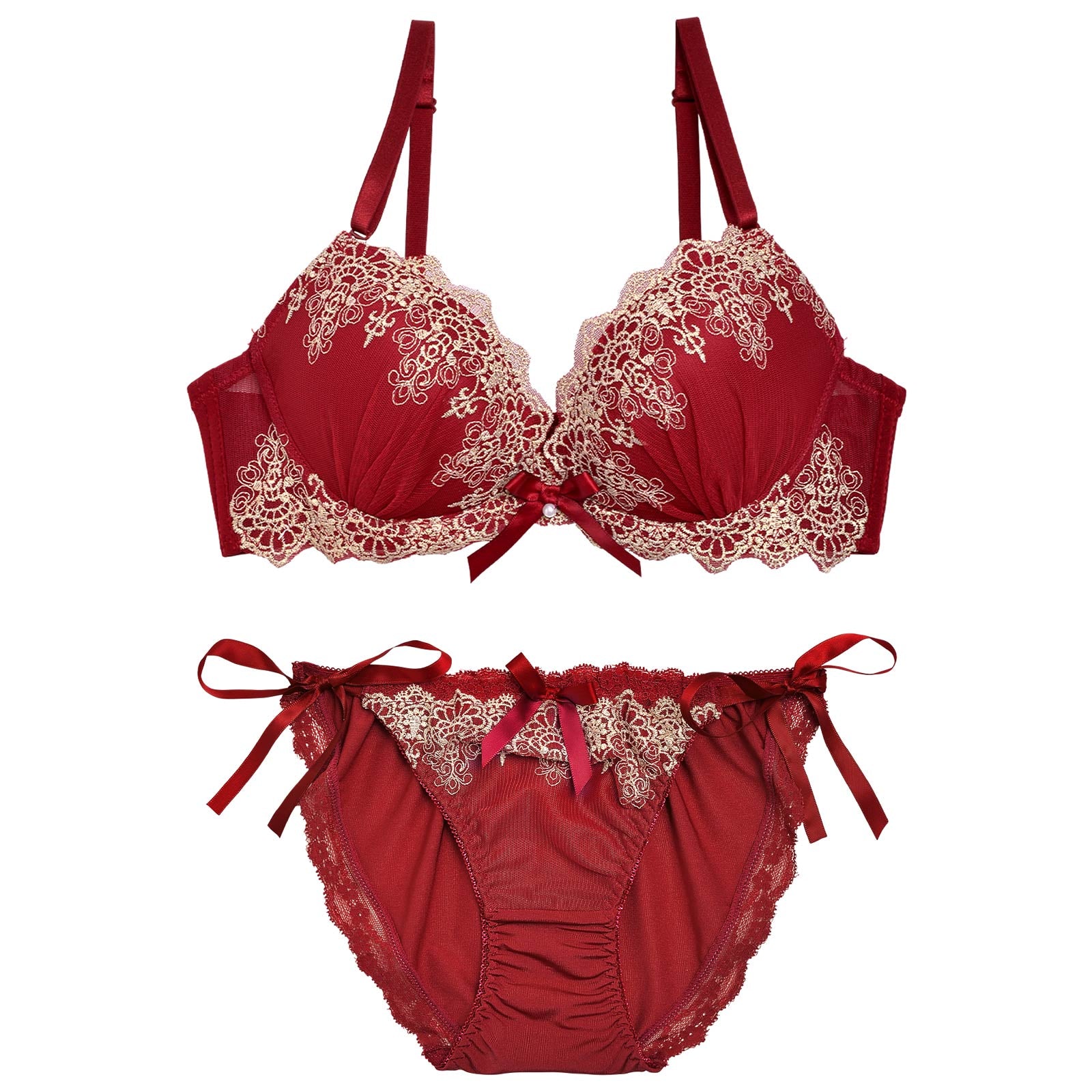 2/14再販!【三上悠亜着用】【EFサイズ】エレガントスカラップレースブラジャー&サイド紐フルバックショーツ - 【公式】247Lingerie