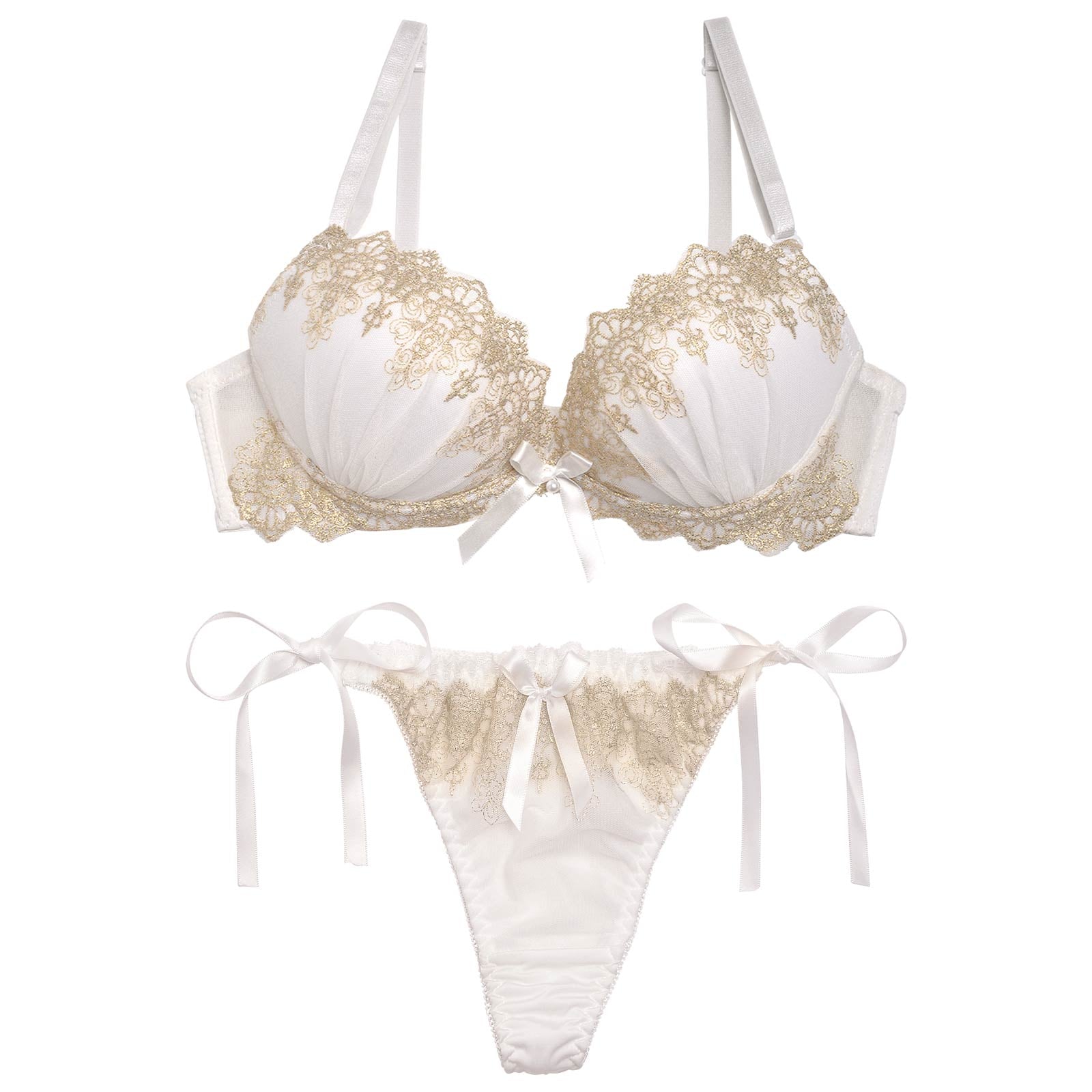 2/14再販!【三上悠亜着用】【EFサイズ】エレガントスカラップレースブラジャー&サイド紐Tバックショーツ - 【公式】247Lingerie