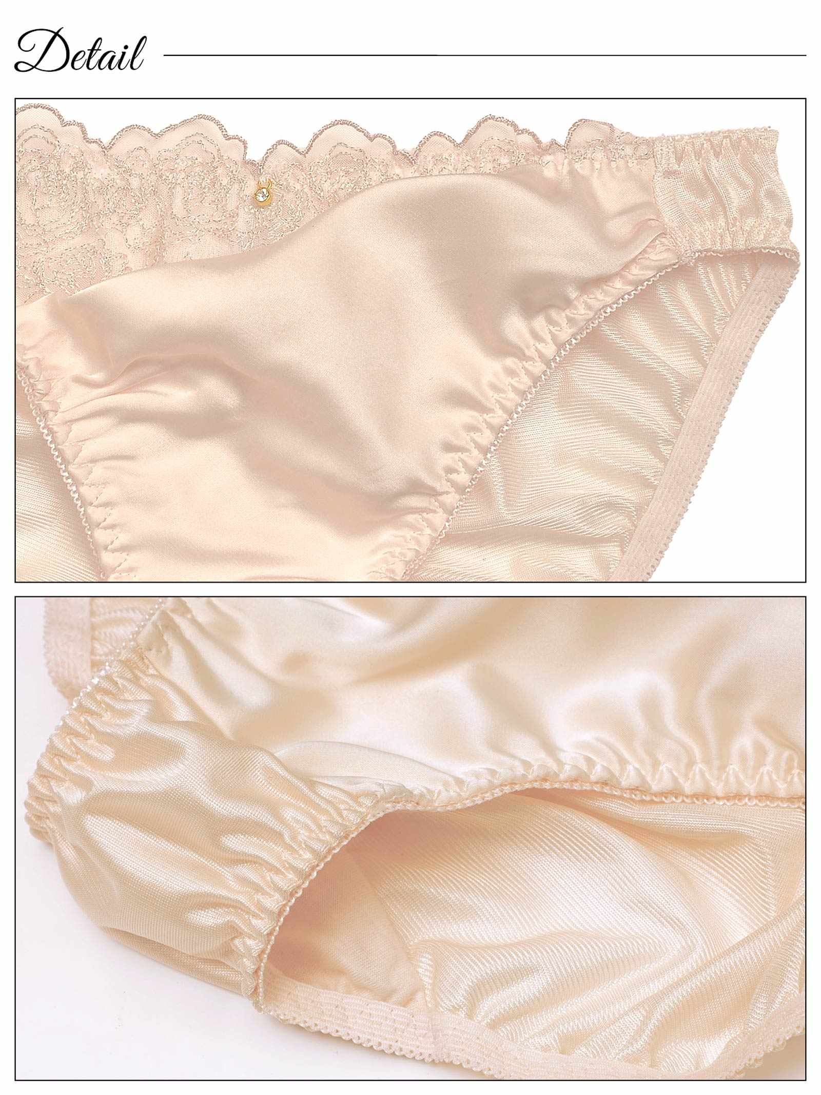 シアーローズレースフロントホックブラジャー&フルバックショーツ