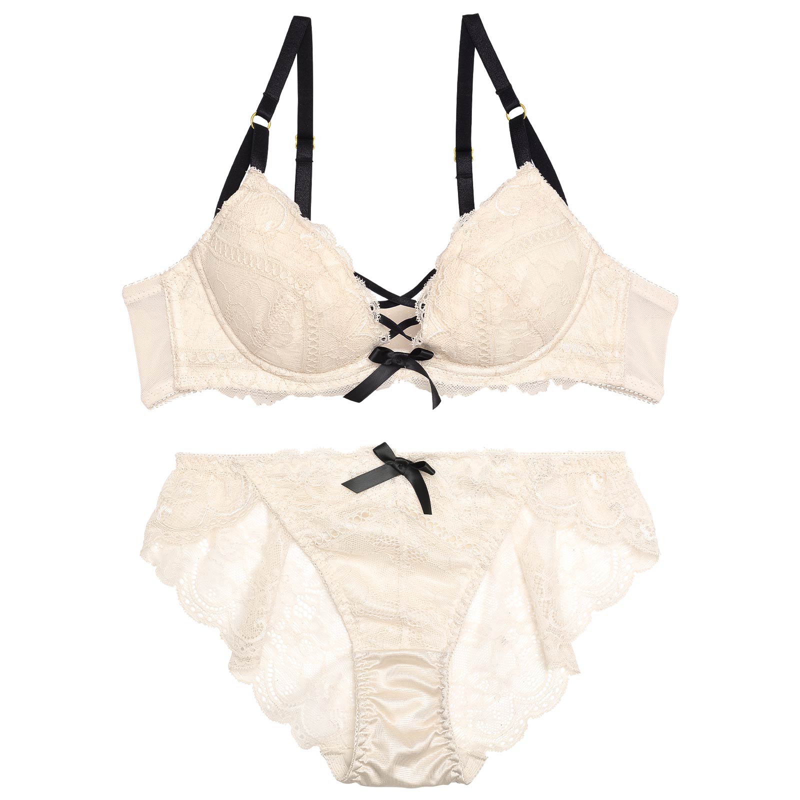 12/4再販!スモーキーレースアップブラジャー&バック透けフルバックショーツ - 【公式】247Lingerie