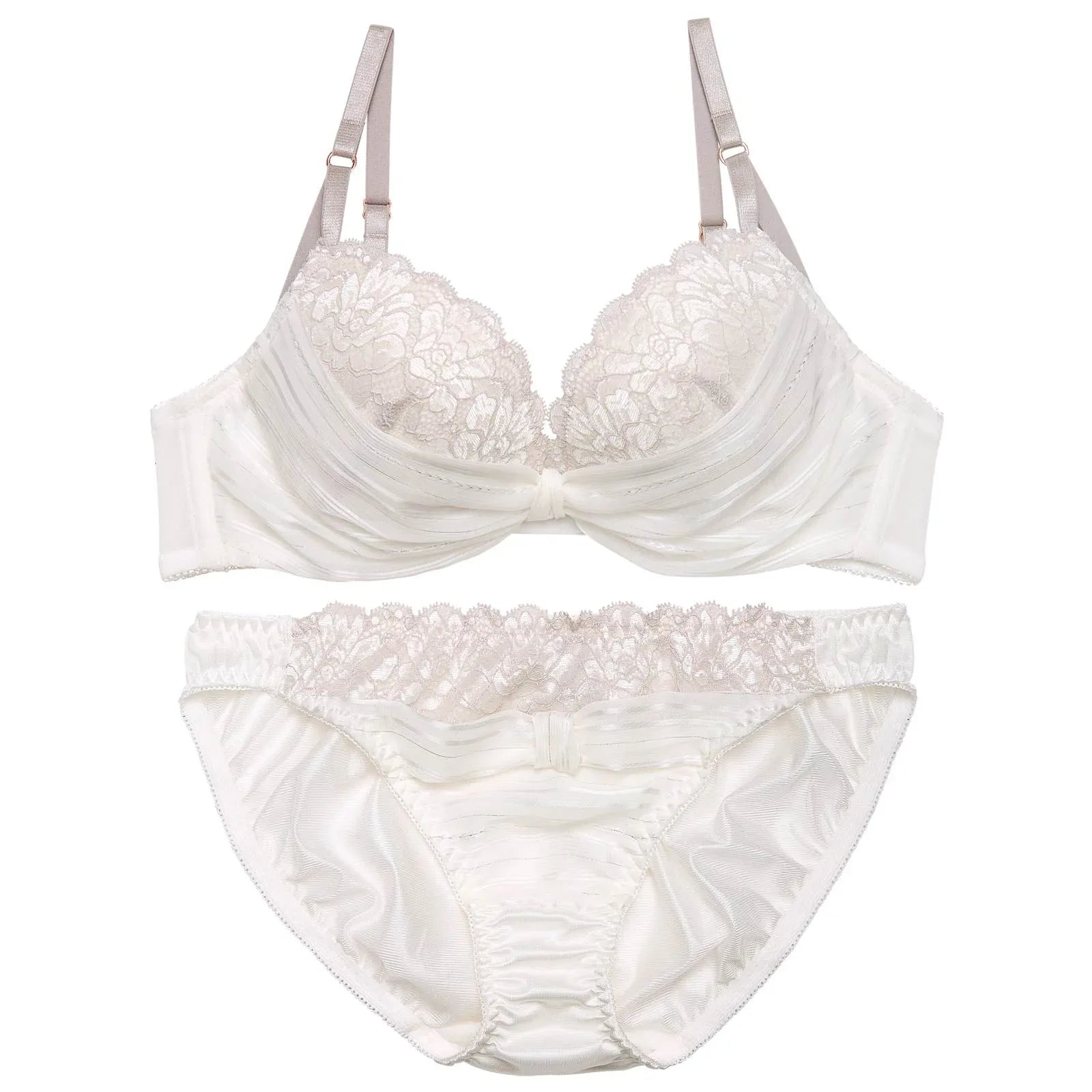 シフォンリボンレーシィブラジャー&フルバックショーツ - 【公式】247Lingerie