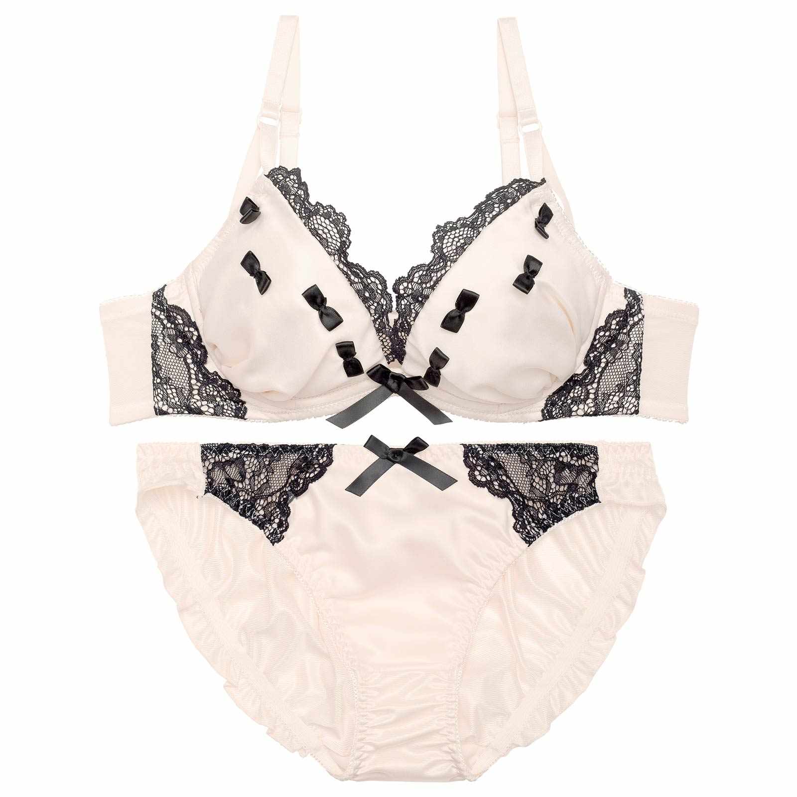 プティリボンガーリーブラジャー&フルバックショーツ