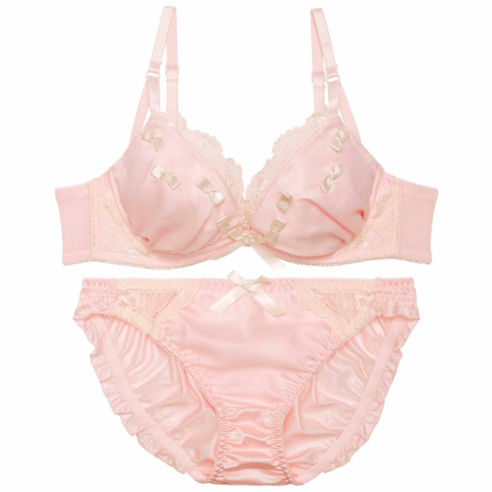 プティリボンガーリーブラジャー&フルバックショーツ