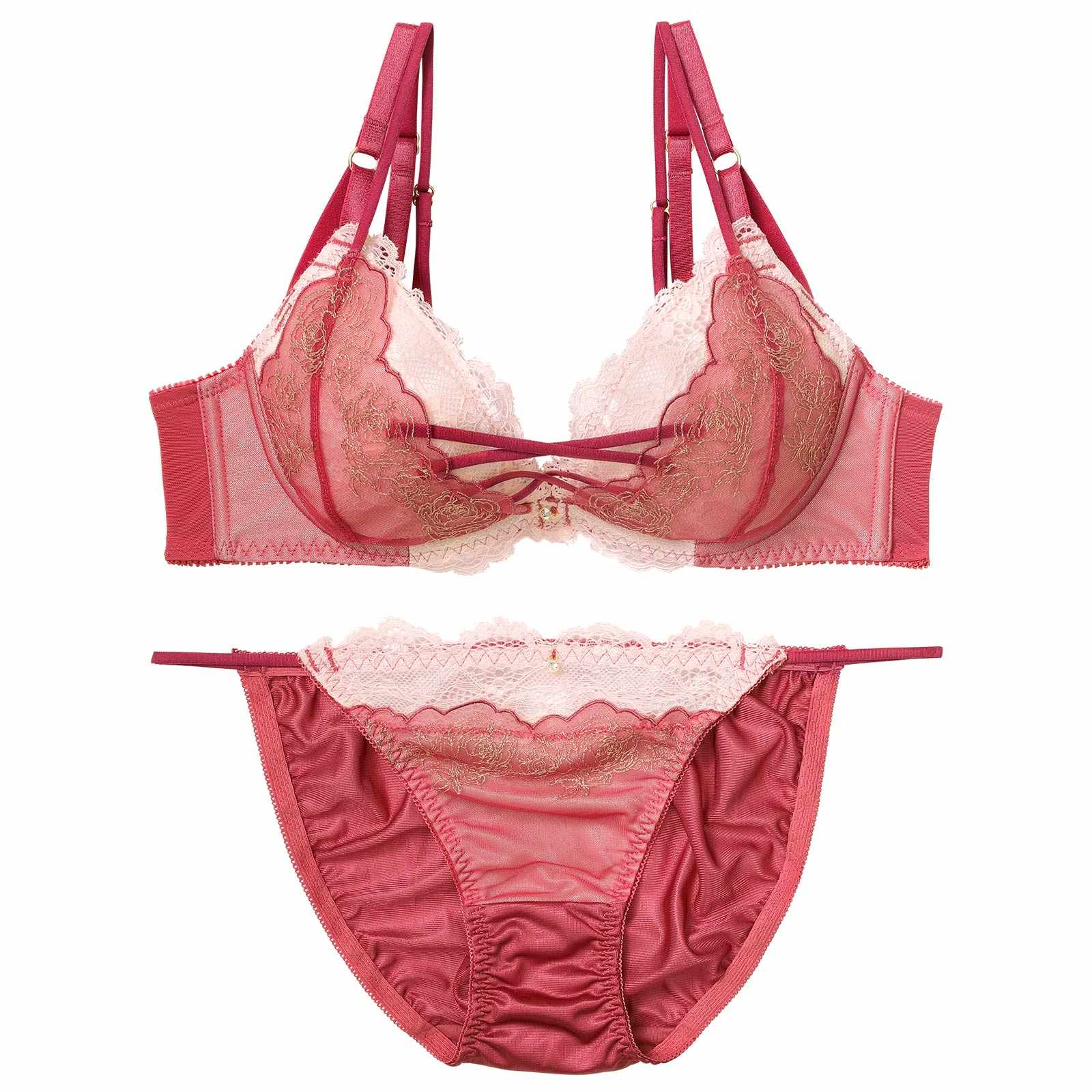 グリッターローズクロスブラジャー&フルバックショーツ