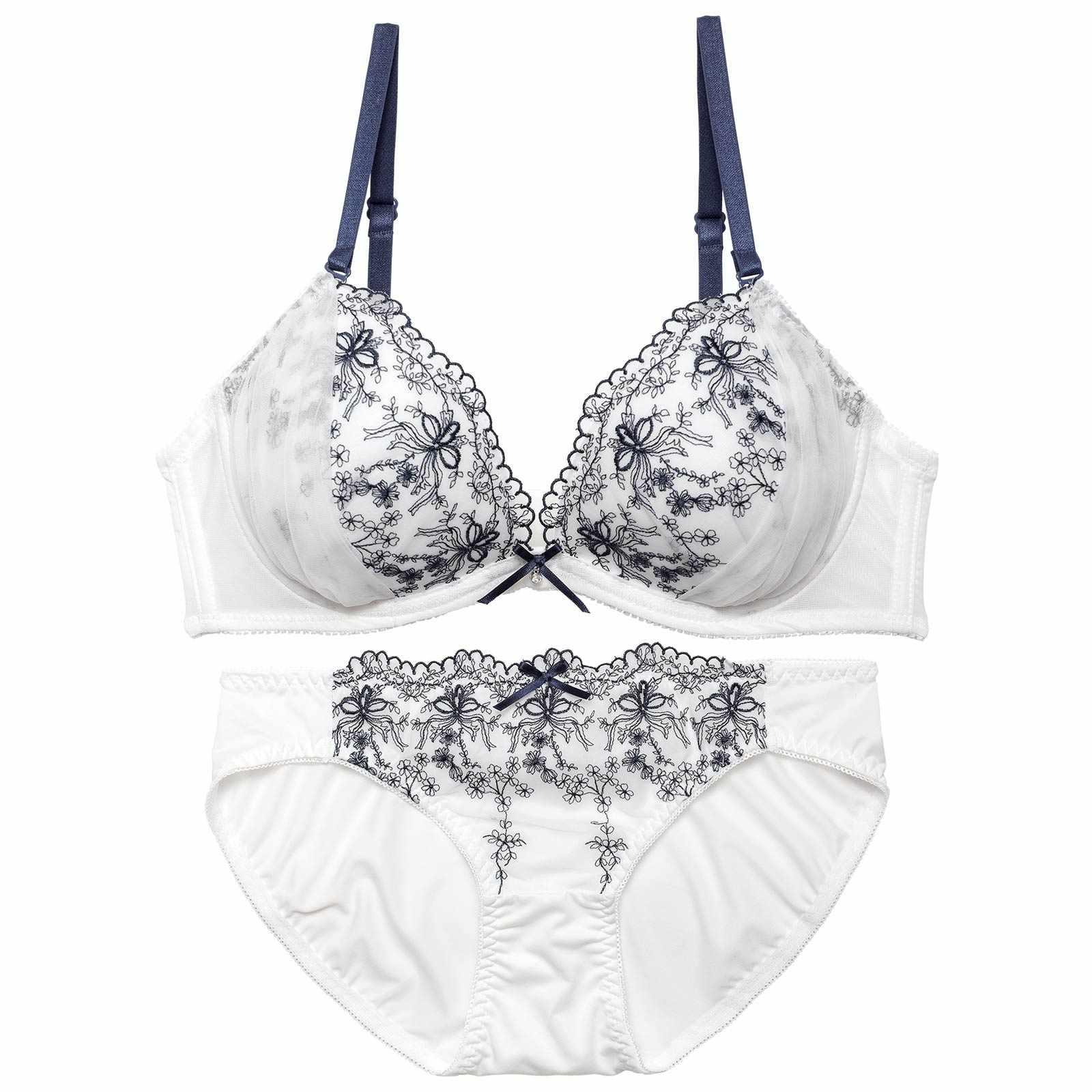 スカラップリーフチュールブラジャー&フルバックショーツ - 【公式】247Lingerie