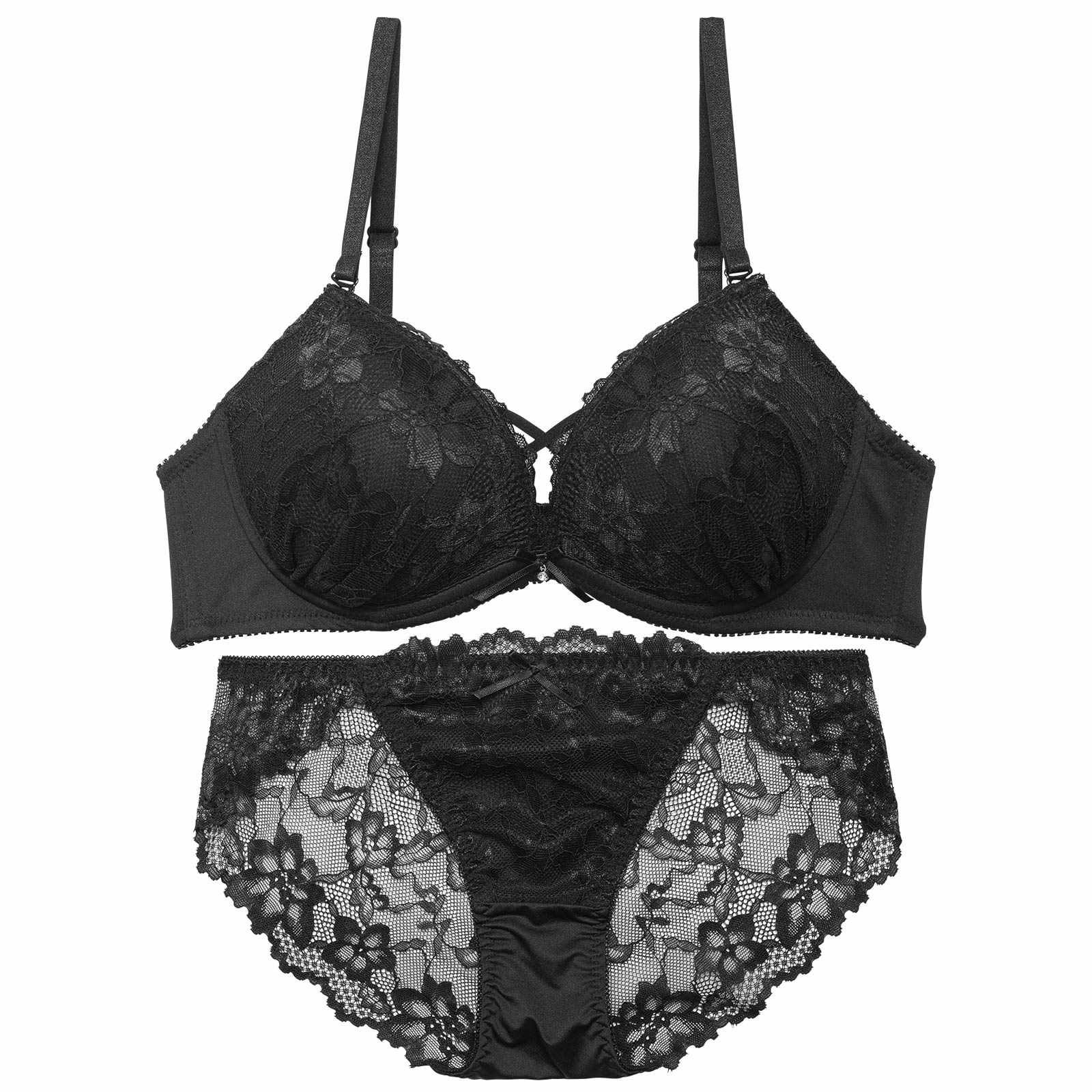 3/20再販!ブルームクロスマットレースブラジャー&バック透けフルバックショーツ
