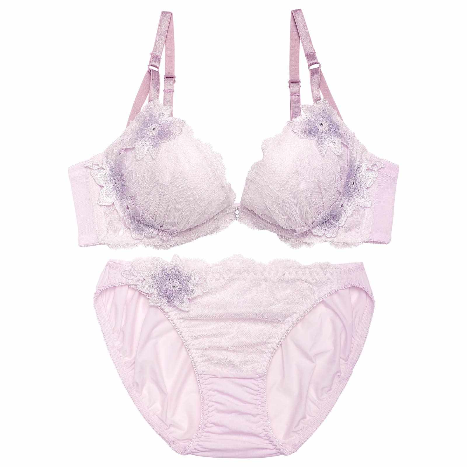 ブリリアントシャイニーフラワーブラジャー&フルバックショーツ