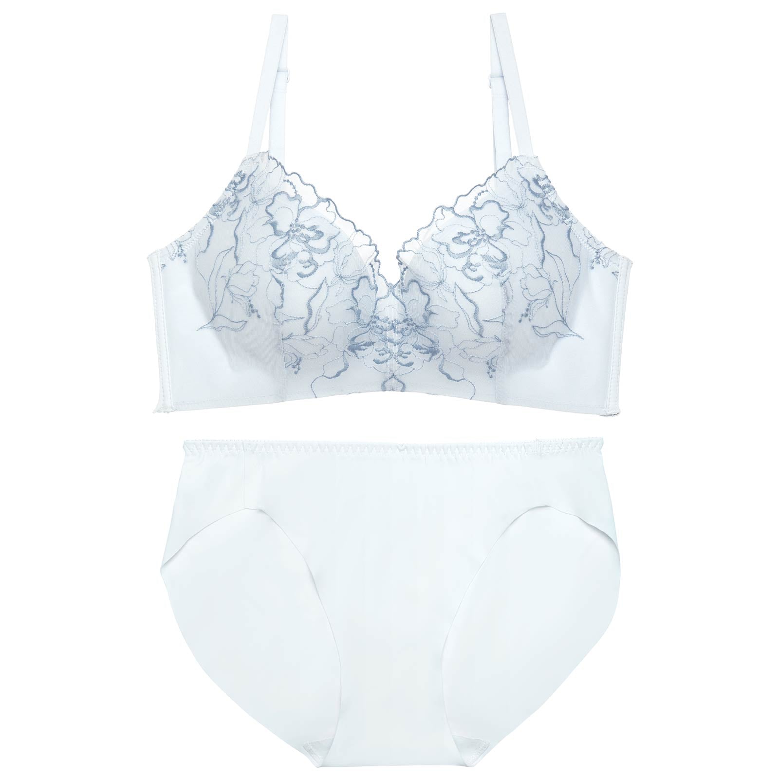 【ノンワイヤー】パステルシアーブロッサム育乳脇高ブラジャー&フルバックショーツ