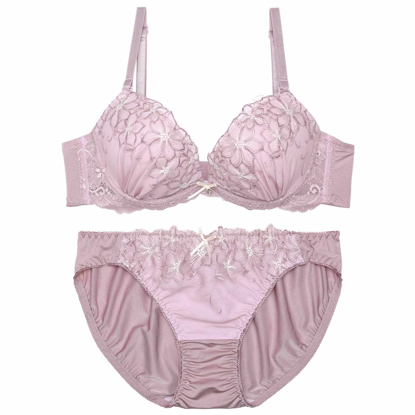 ブルーミングスカラップフラワーブラジャー&フルバックショーツ