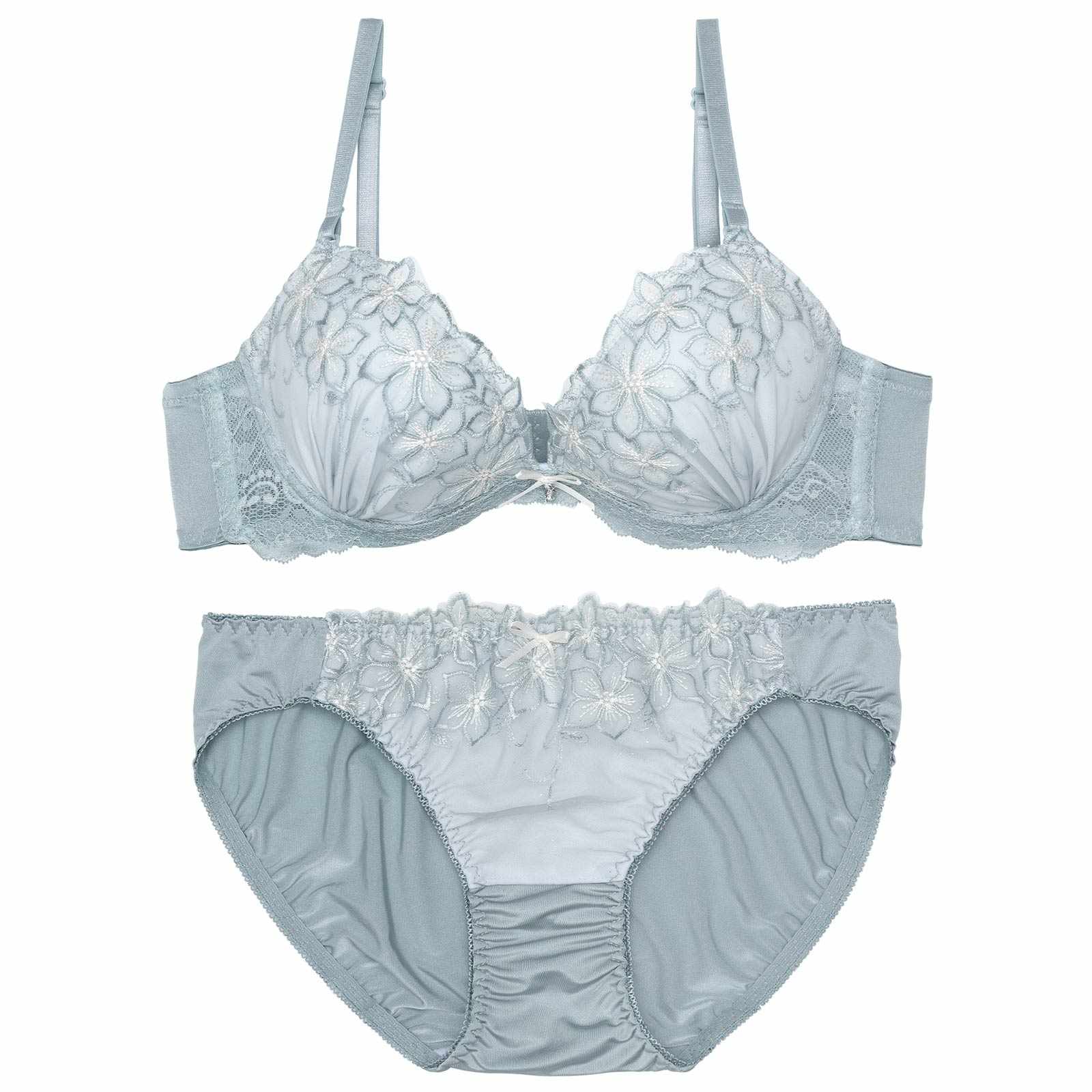 ブルーミングスカラップフラワーブラジャー&フルバックショーツ