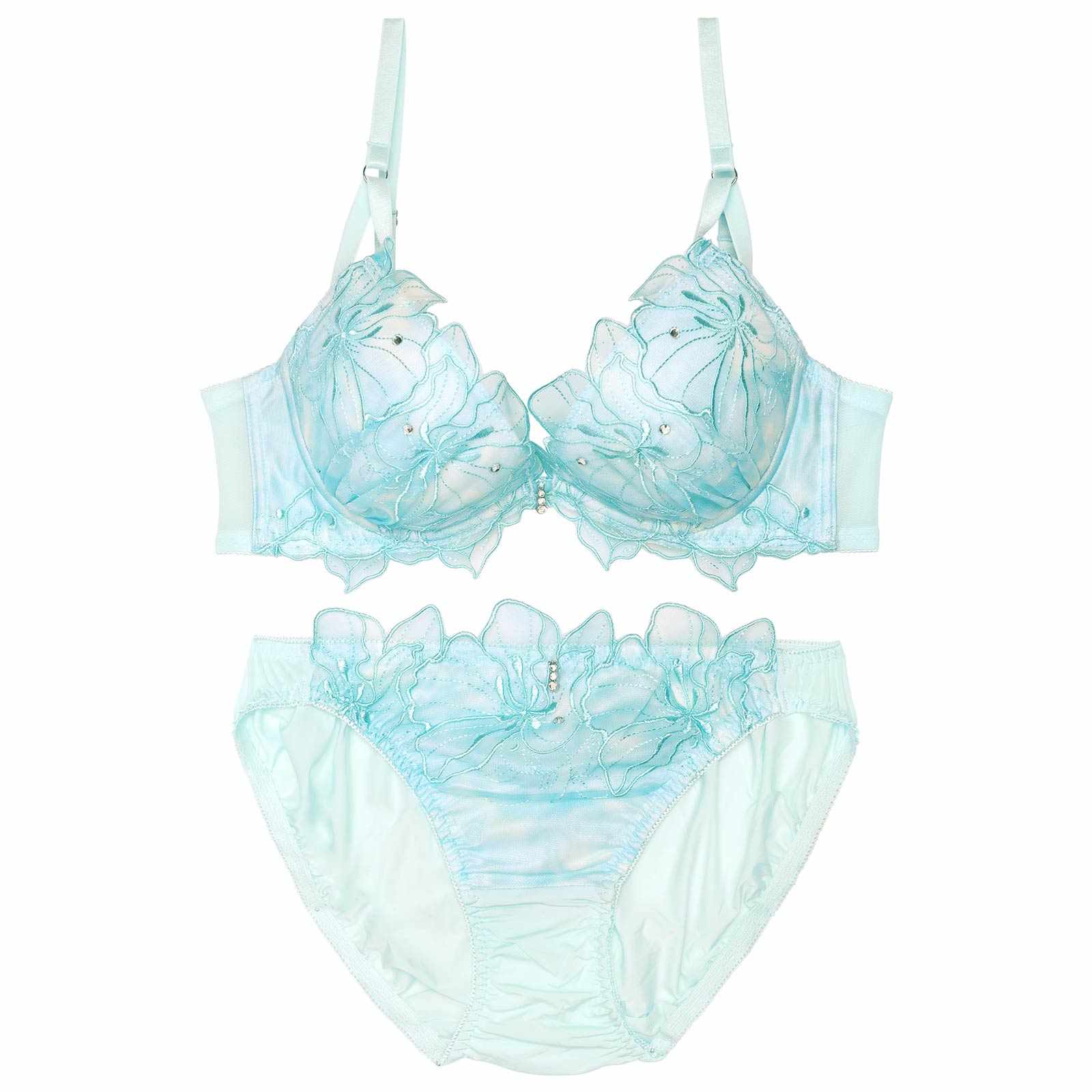 ジュエルフラワーグラデーションブラジャー&フルバックショーツ