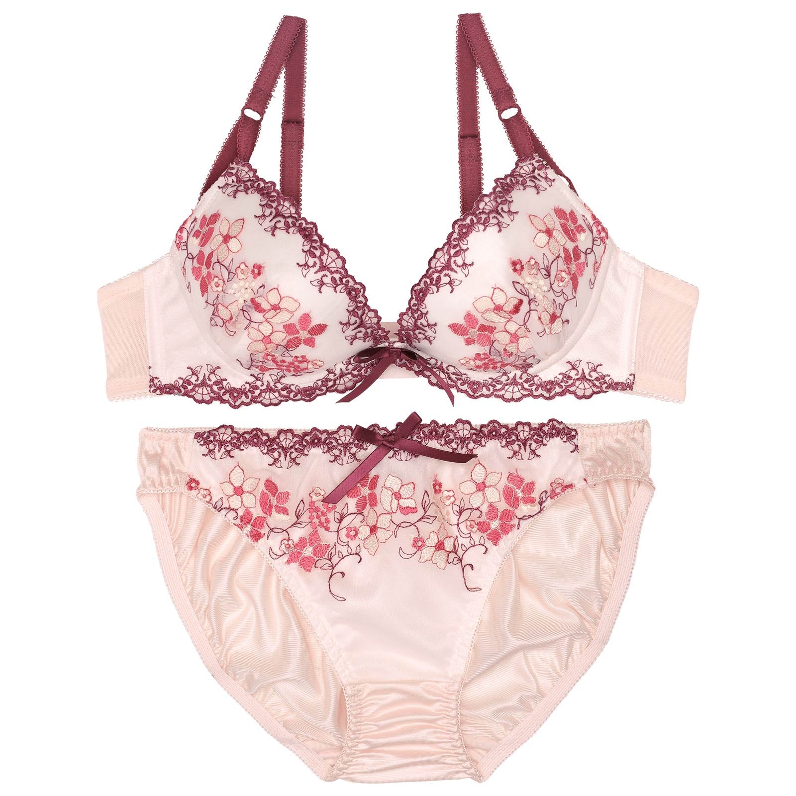 スカラップレースブロッサムブラジャー&フルバックショーツ