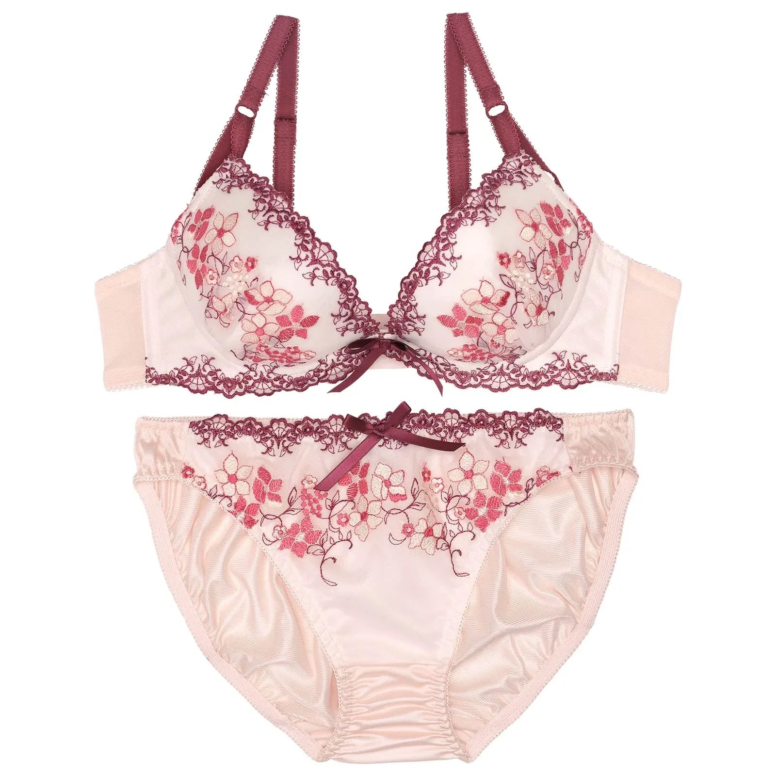 スカラップレースブロッサムブラジャー&フルバックショーツ - 【公式】247Lingerie