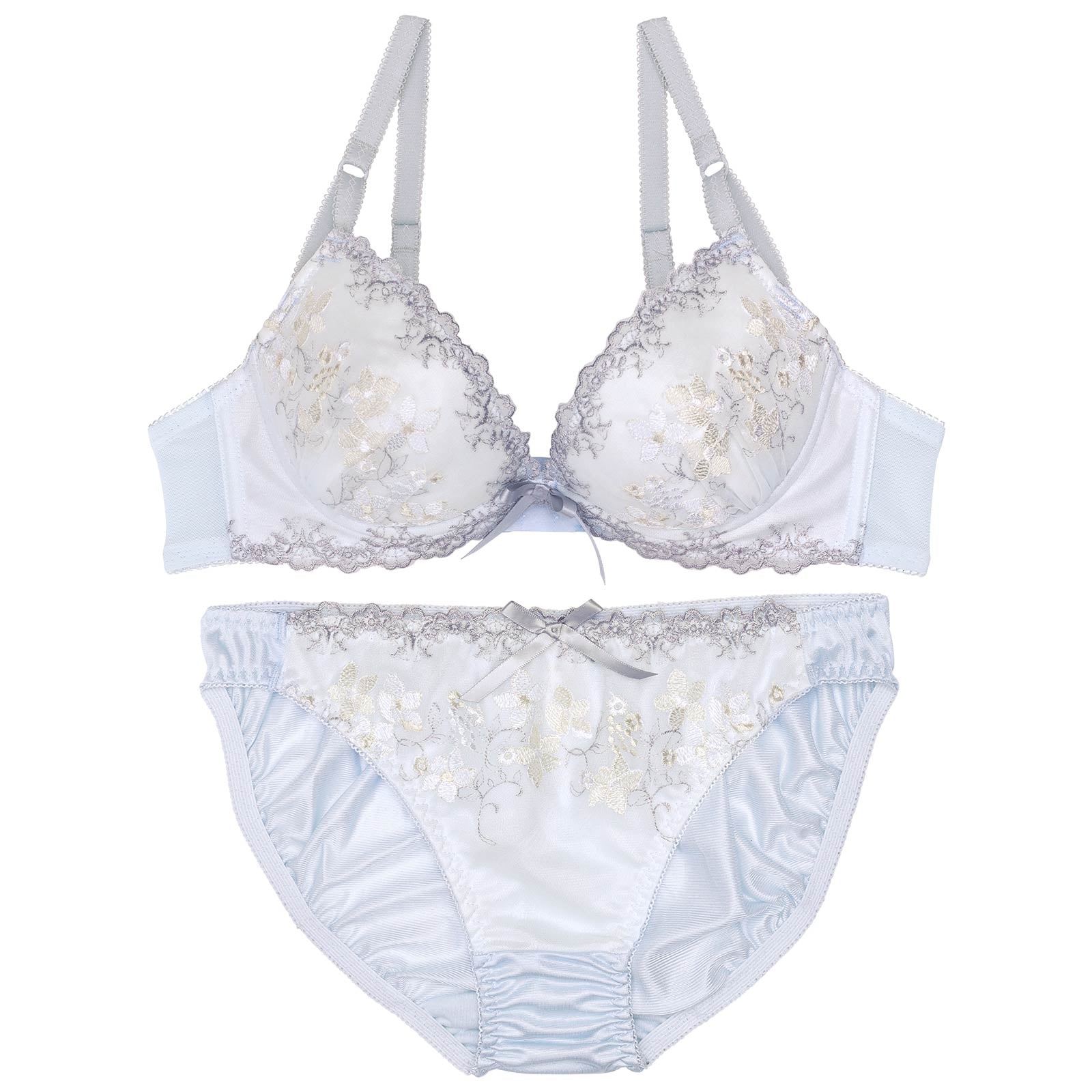 スカラップレースブロッサムブラジャー&フルバックショーツ