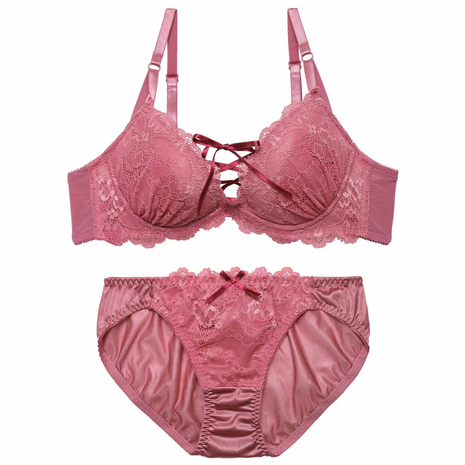 フローラルレーシィスピンドルブラジャー&フルバックショーツ