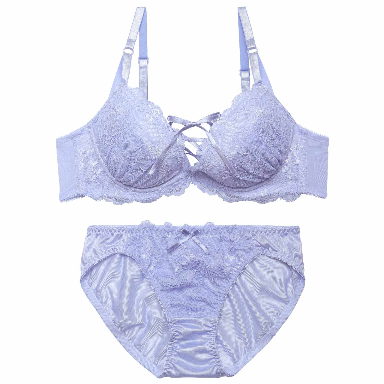 フローラルレーシィスピンドルブラジャー&フルバックショーツ