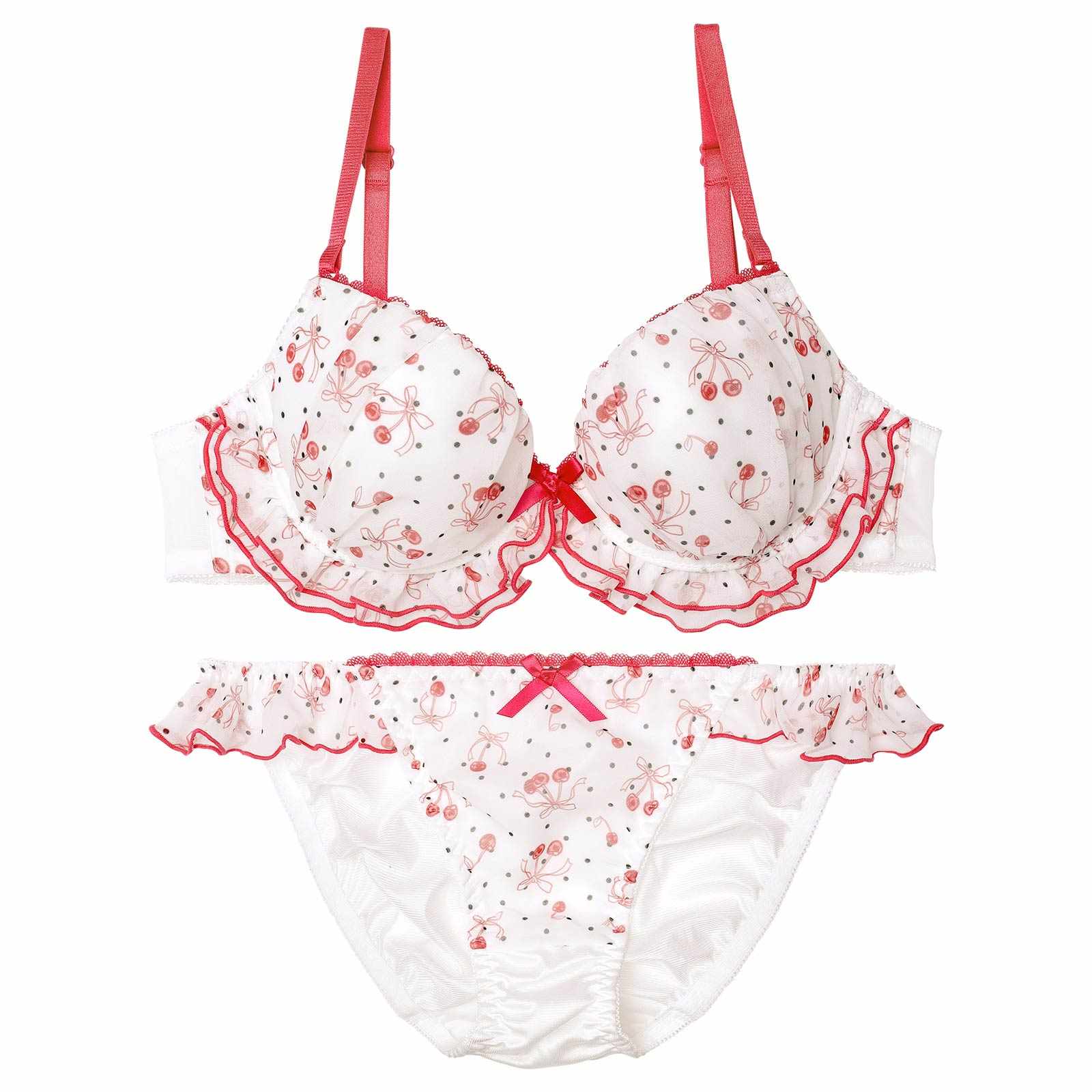 メロウドットチェリーブラジャー&フルバックショーツ