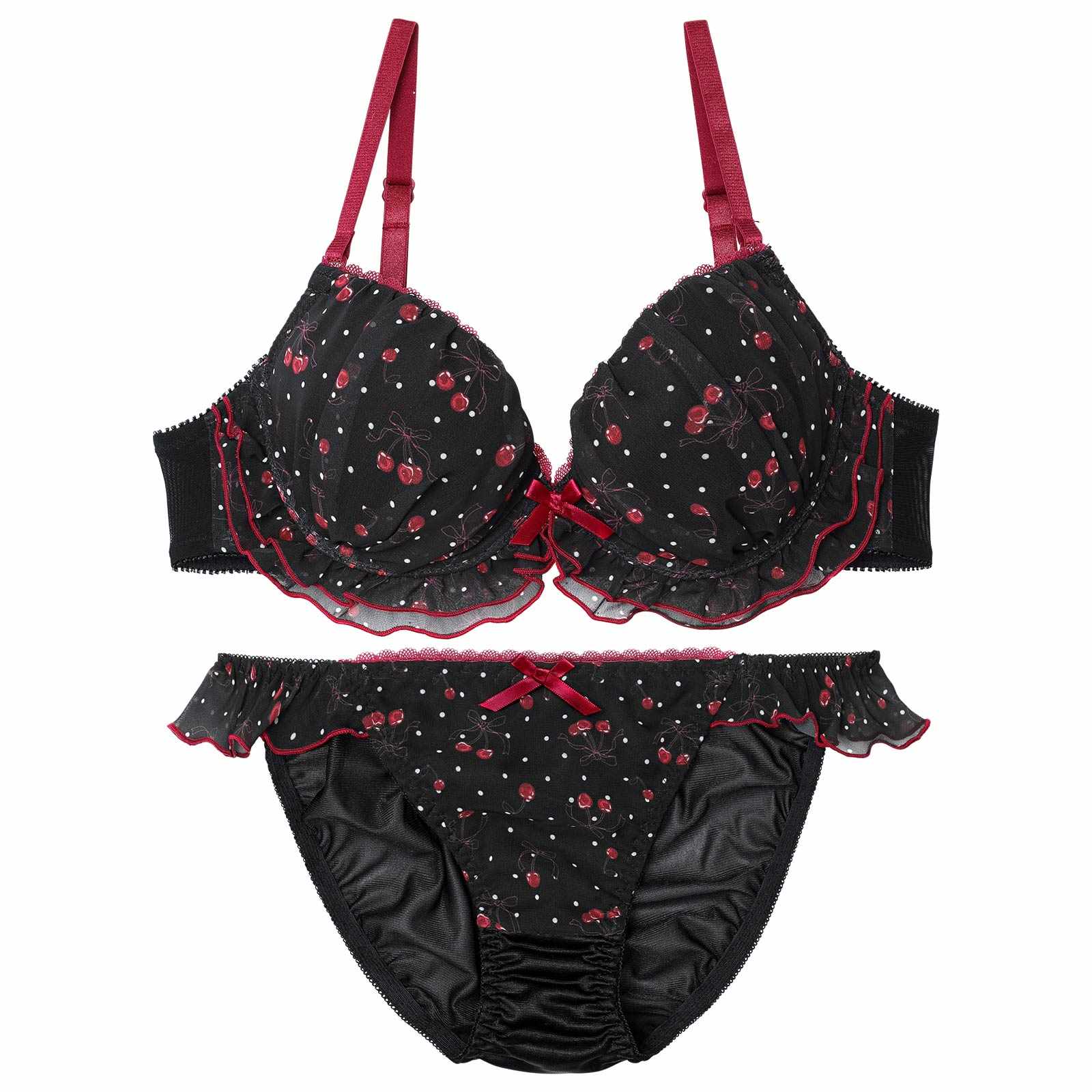 メロウドットチェリーブラジャー&フルバックショーツ