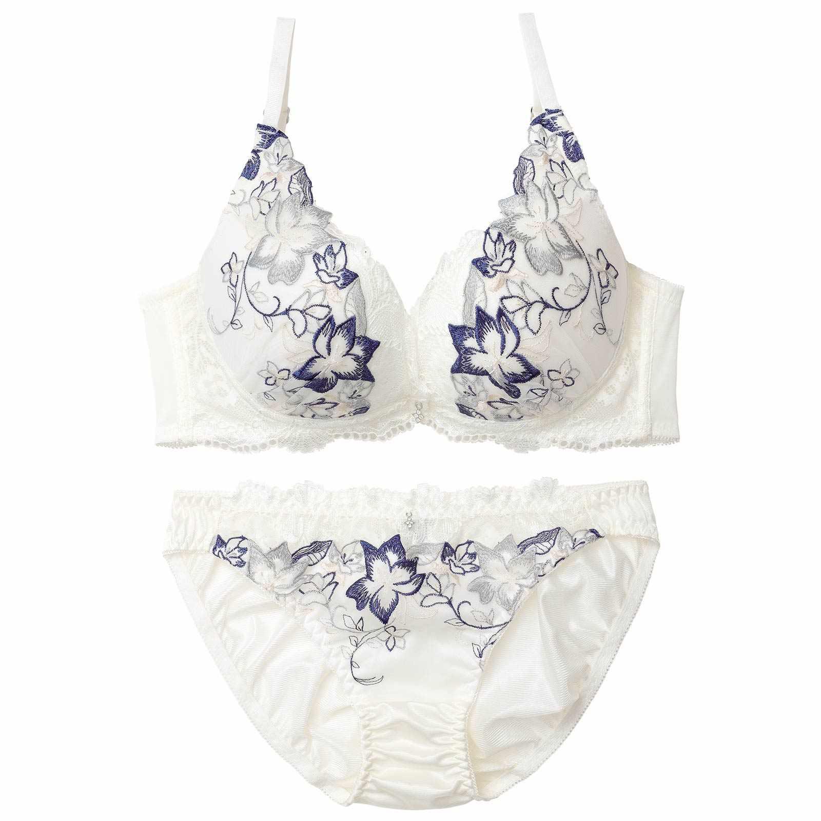 カシュクールアーチフルール育乳脇高ブラジャー&フルバックショーツ - 【公式】247Lingerie