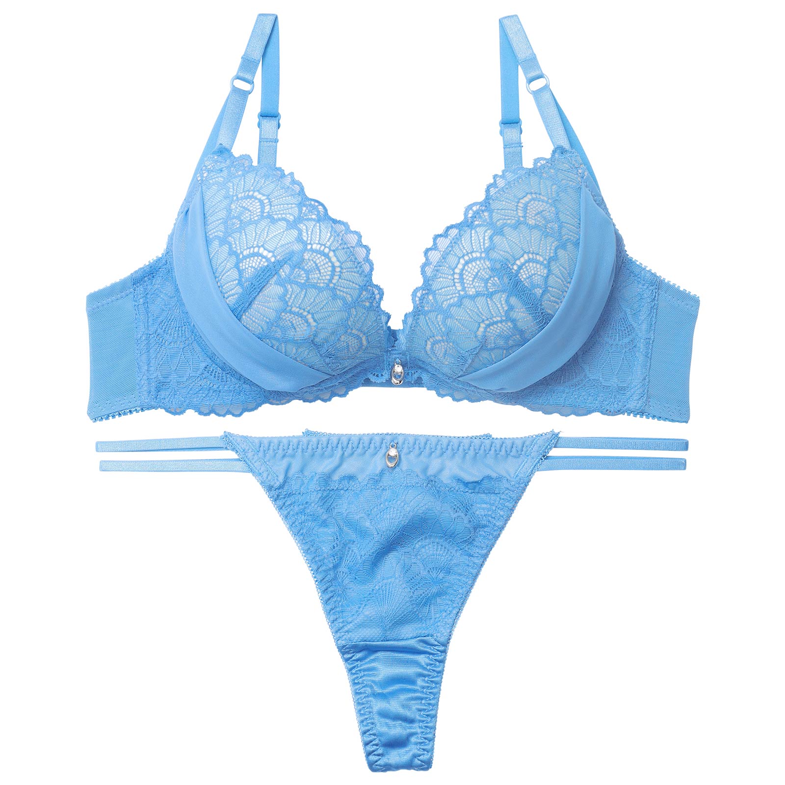 グラマラスヌーディリボンチュールブラジャー&Tバックショーツ