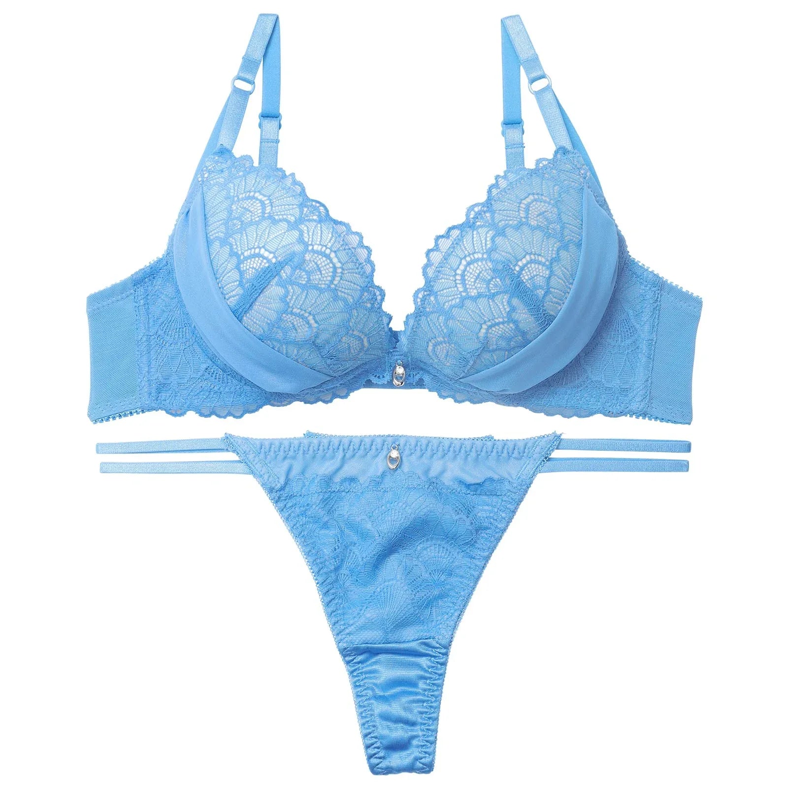 グラマラスヌーディリボンチュールブラジャー&Tバックショーツ - 【公式】247Lingerie
