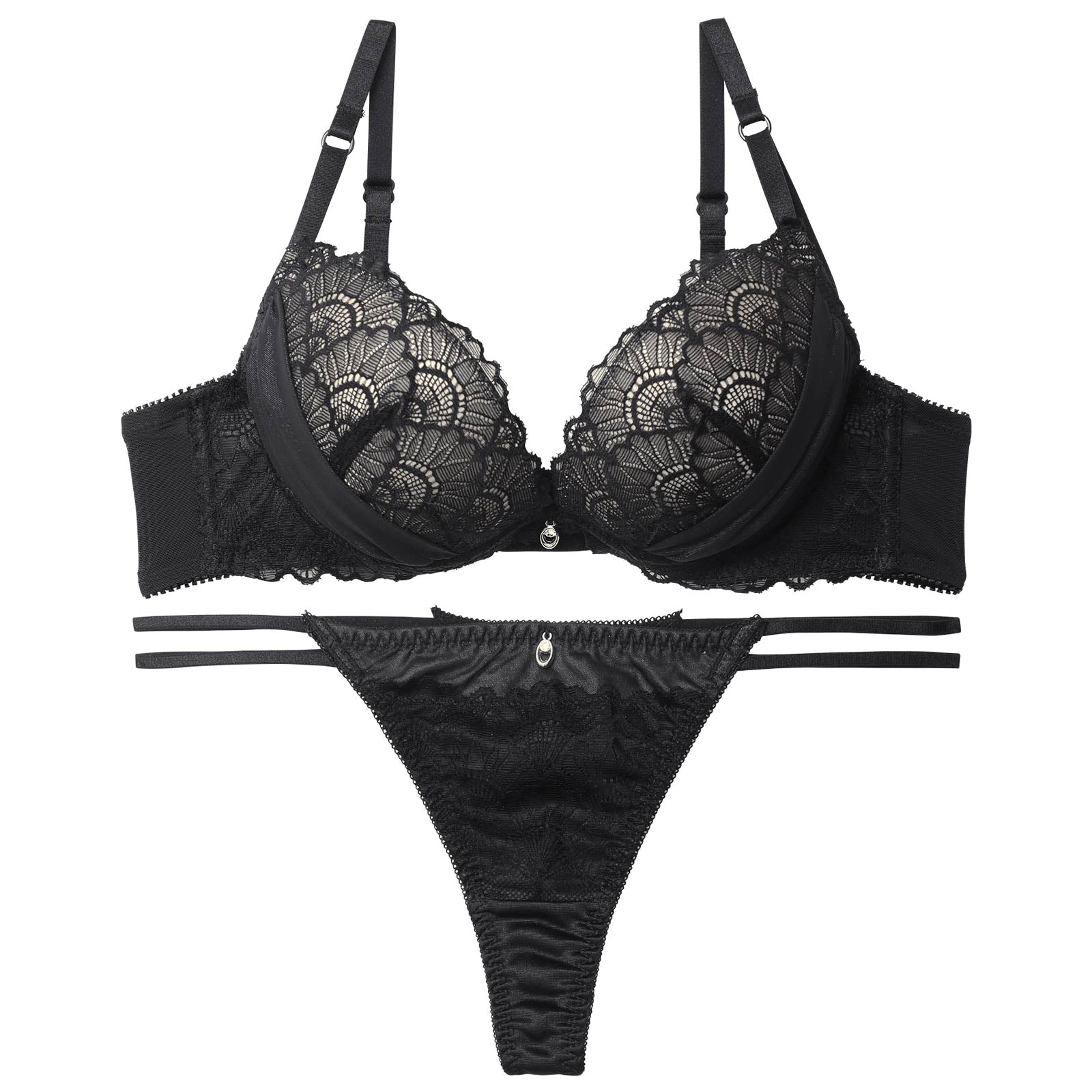 グラマラスヌーディリボンチュールブラジャー&Tバックショーツ