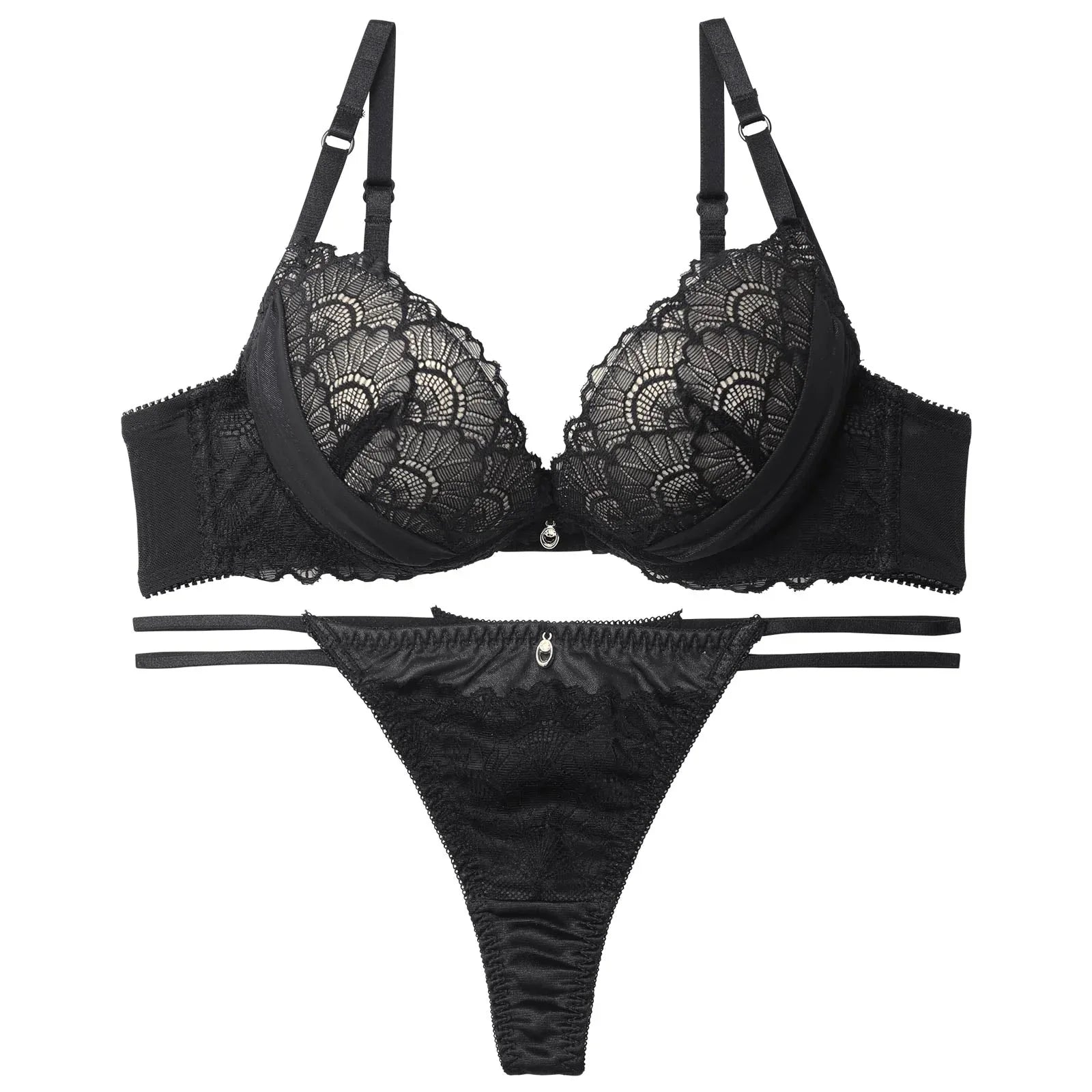 グラマラスヌーディリボンチュールブラジャー&Tバックショーツ - 【公式】247Lingerie