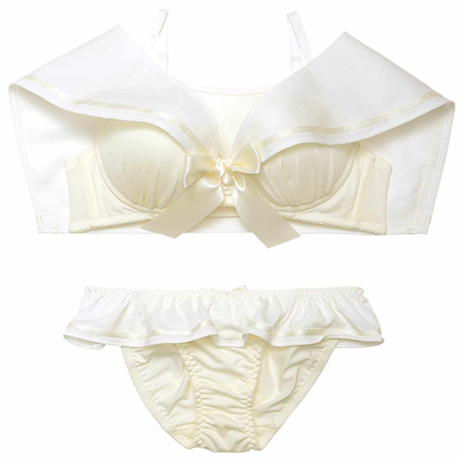 【ノンワイヤー】パステルセーラーカラーブラジャー&フルバックショーツ