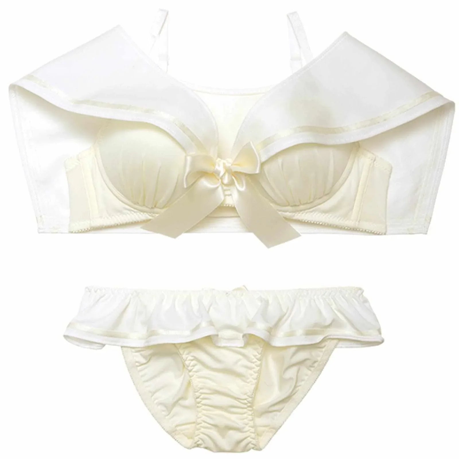 【ノンワイヤー】パステルセーラーカラーブラジャー&フルバックショーツ - 【公式】247Lingerie