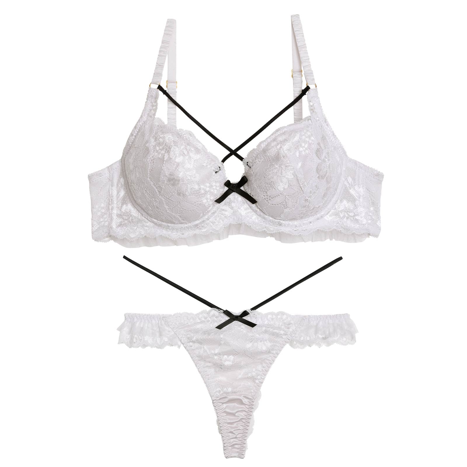 レーシィロマンスコードブラジャー&バック透けTバックショーツ