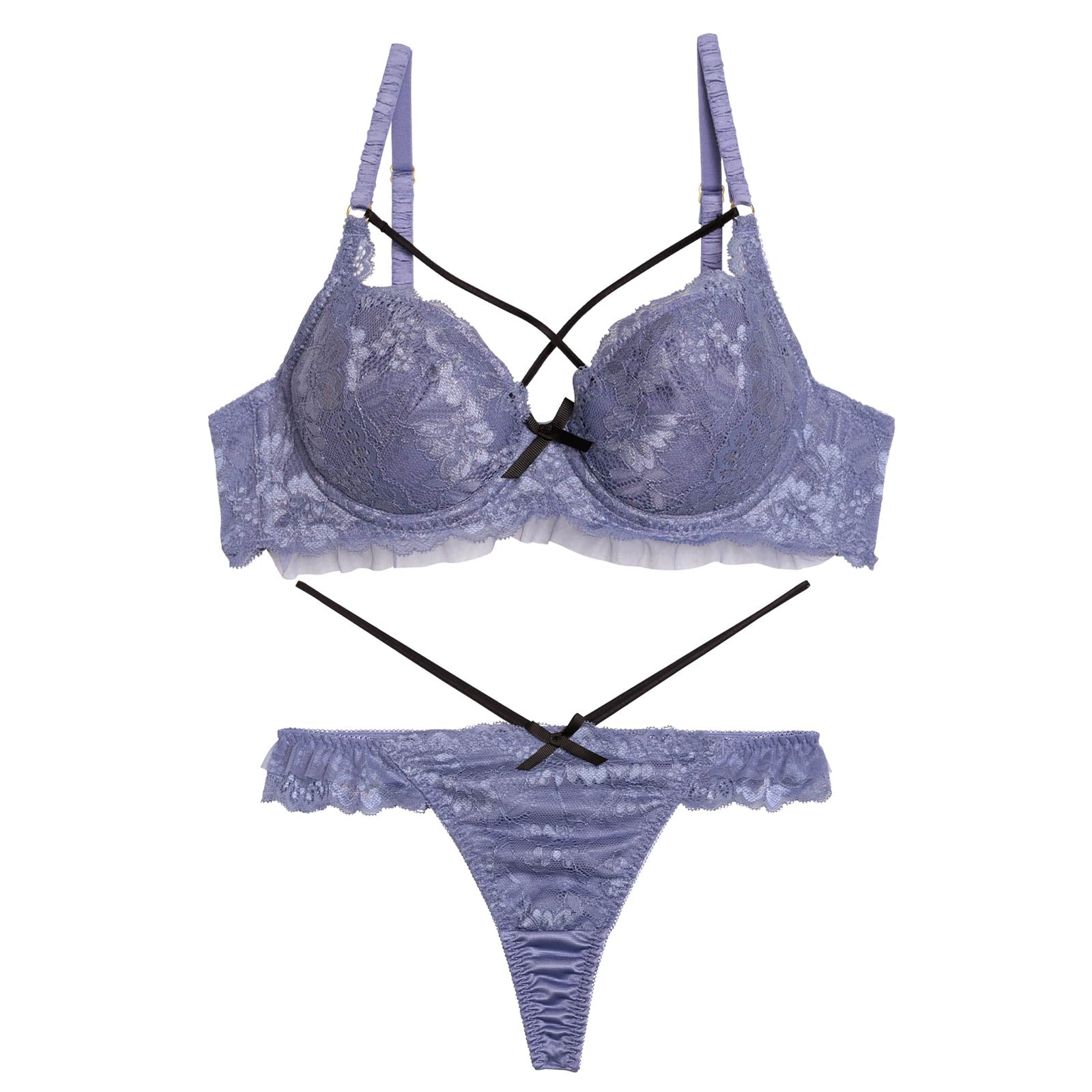 レーシィロマンスコードブラジャー&バック透けTバックショーツ