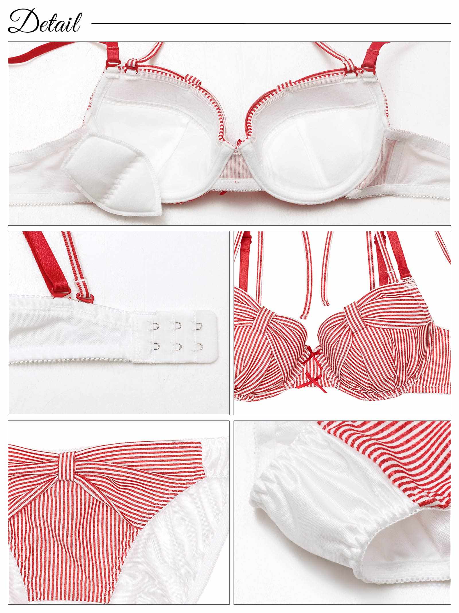 7/2新作!ストライプリボンチャーミングブラジャー&フルバックショーツ