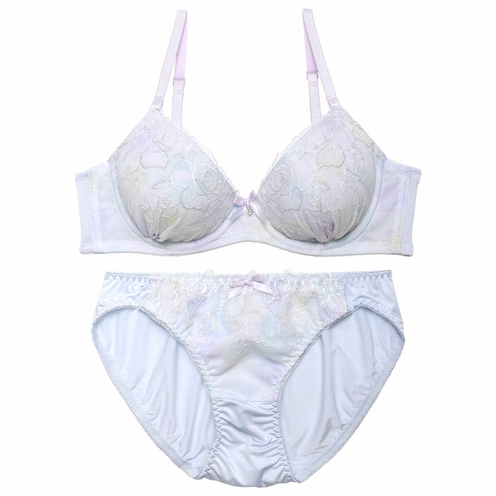 パステルマーブルシアーローズブラジャー&フルバックショーツ