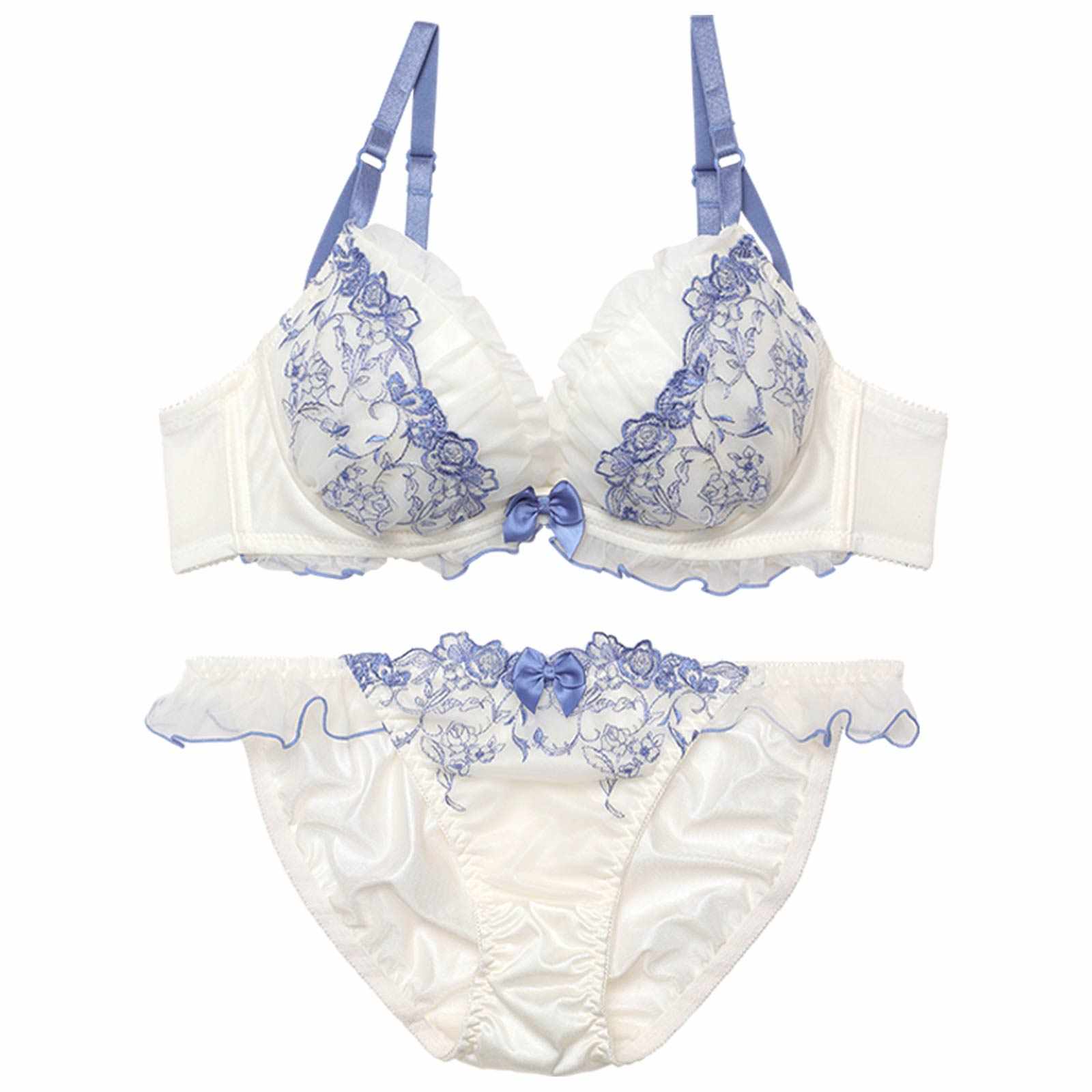 シャイニーチュールローズブラジャー&フルバックショーツ