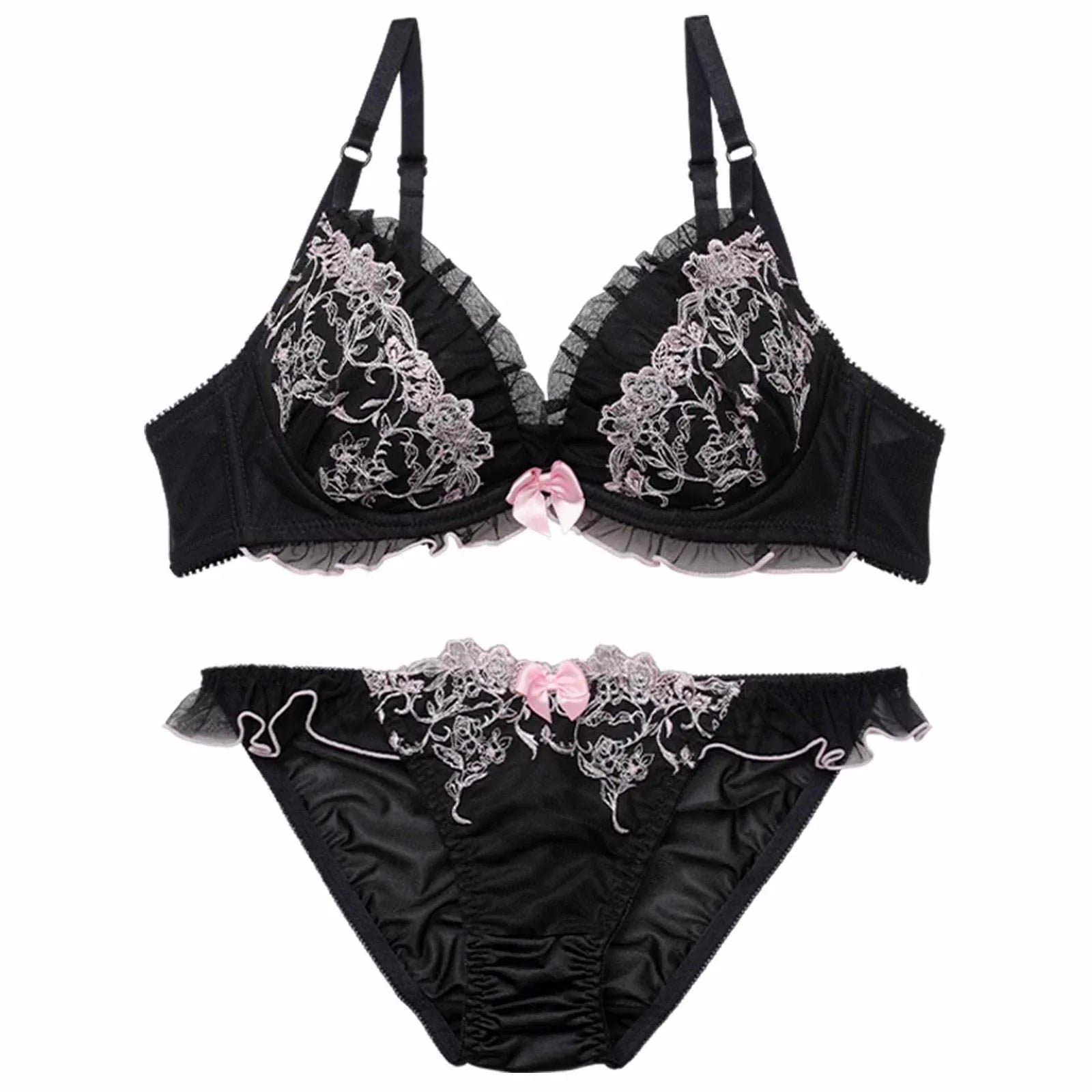 シャイニーチュールローズブラジャー&フルバックショーツ - 【公式】247Lingerie
