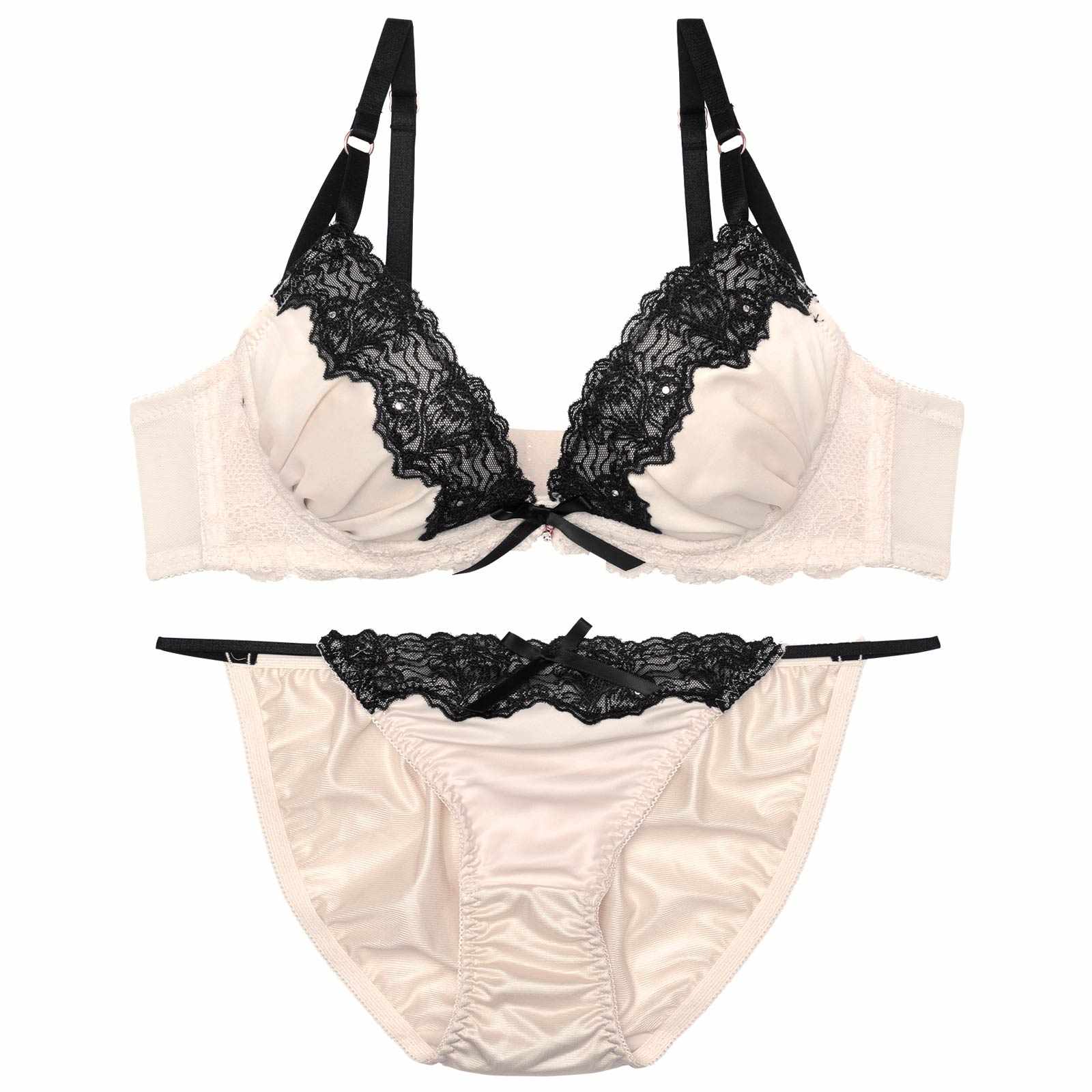 ラグジュアリーグロウサテンブラジャー&フルバックショーツ