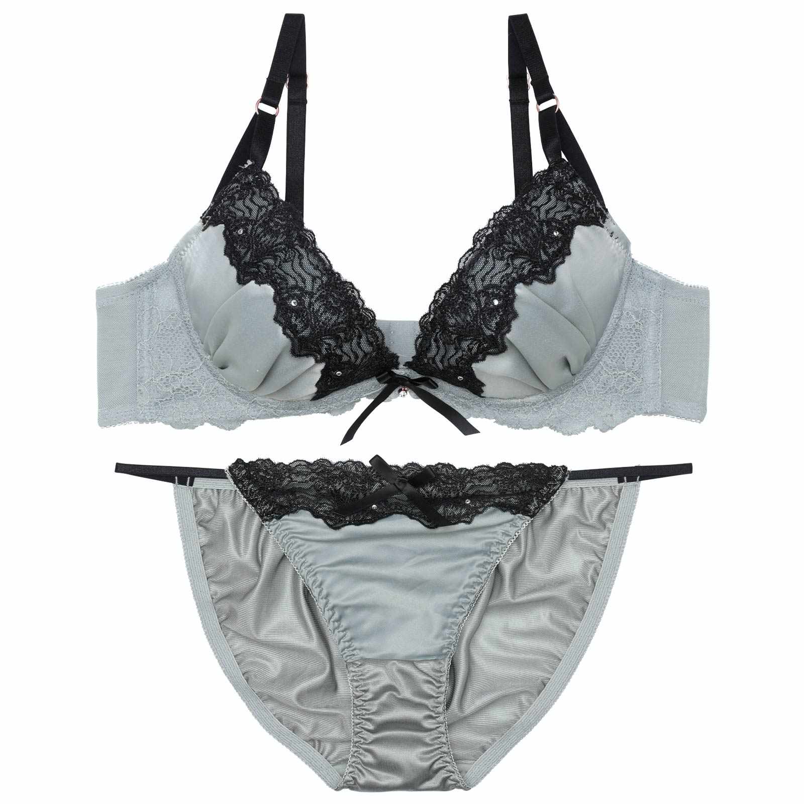 ラグジュアリーグロウサテンブラジャー&フルバックショーツ