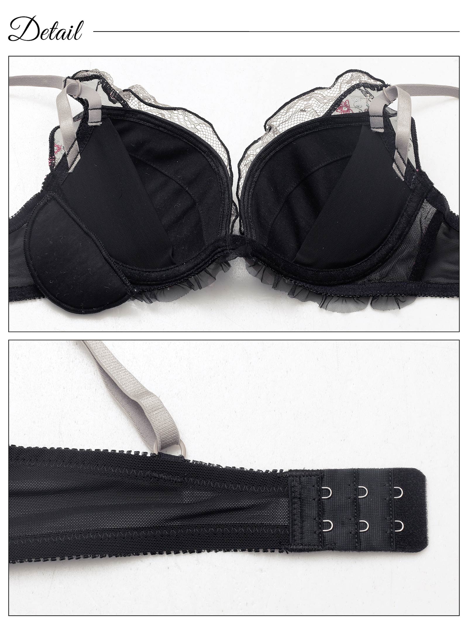 フローラルガーリーフリルブラジャー&フルバックショーツ