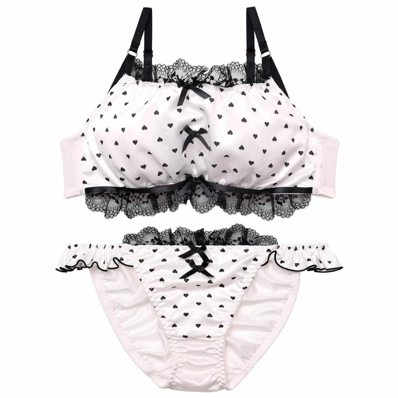 2/23新作!プリティーハートサテンブラジャー&フルバックショーツ