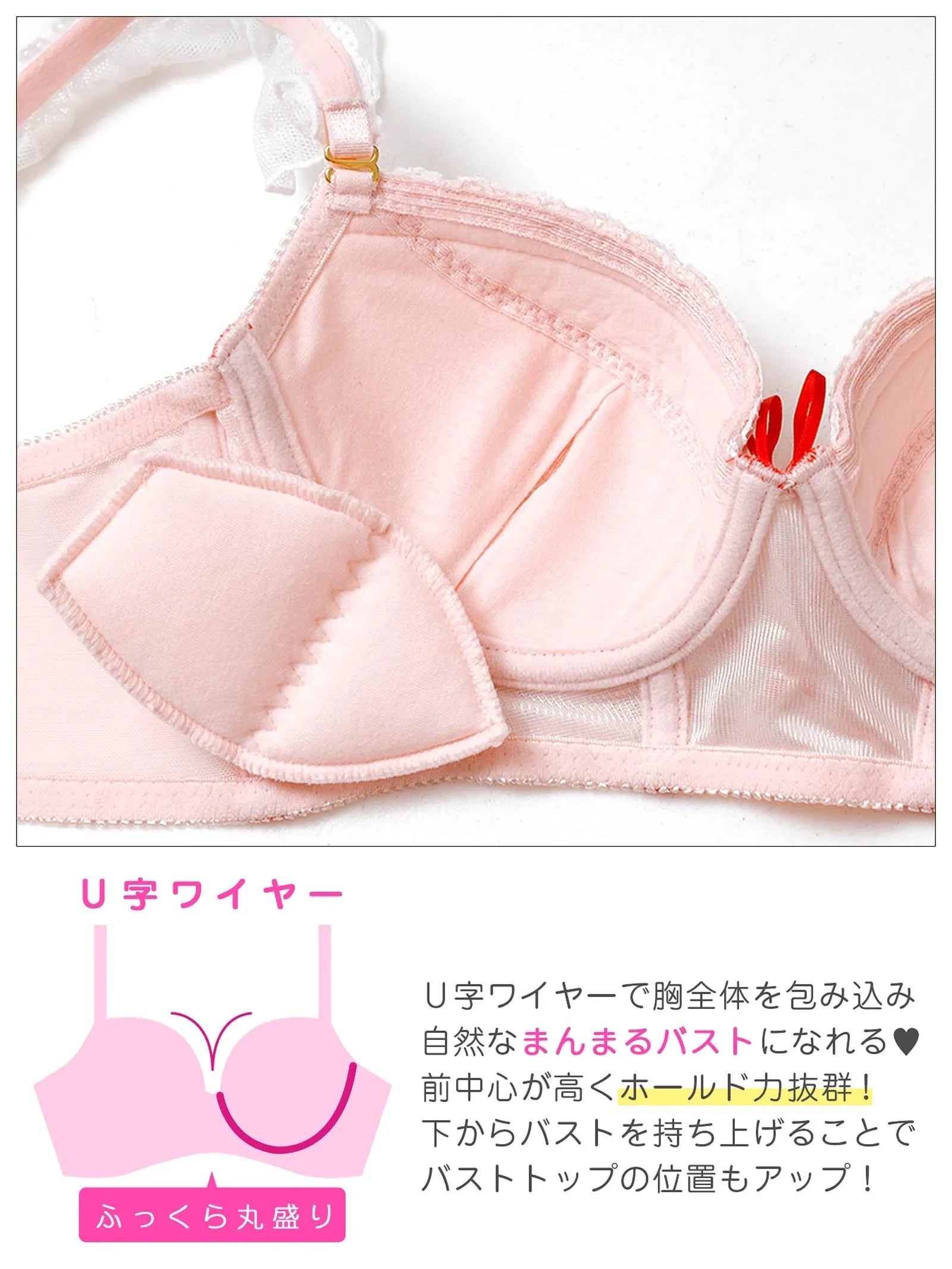 12/3新作!スウィートリボンビスチェ育乳脇高ブラジャー&サイド紐フルバックショーツ