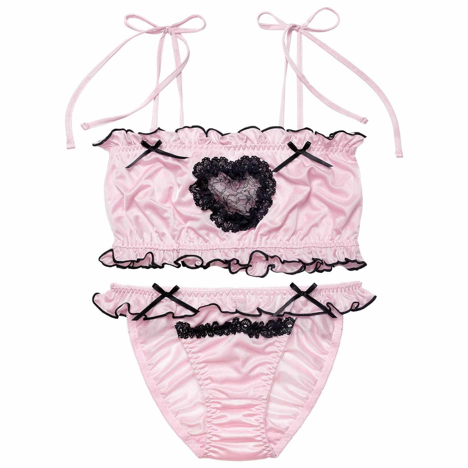 【ノンワイヤー】ラブリーカットフリルチューブブラジャー&フルバックショーツ