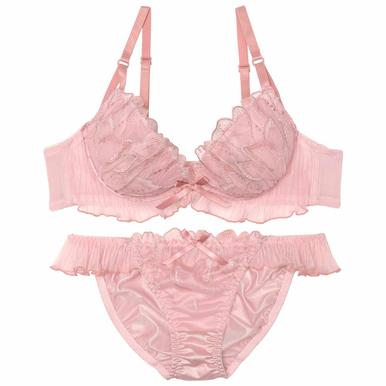 ペタルプリーツフリルブラジャー&フルバックショーツ