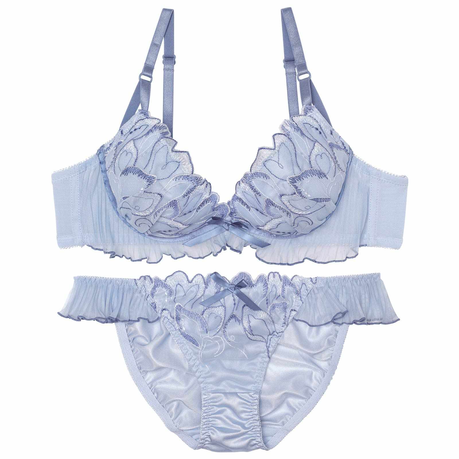 ペタルプリーツフリルブラジャー&フルバックショーツ