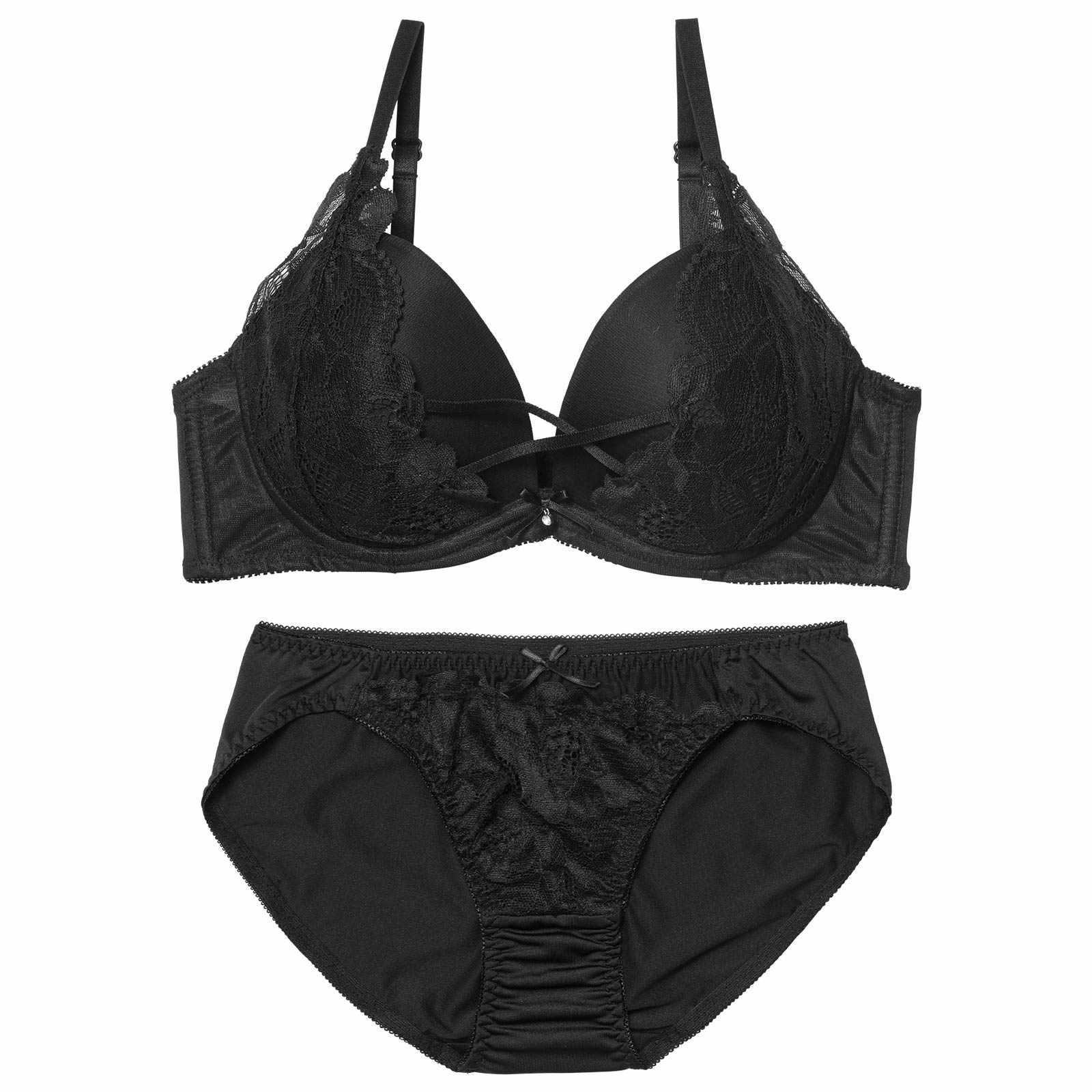 1/12新作!【EFサイズ】エレガントクロスレースブラジャー&フルバックショーツ - 【公式】247Lingerie