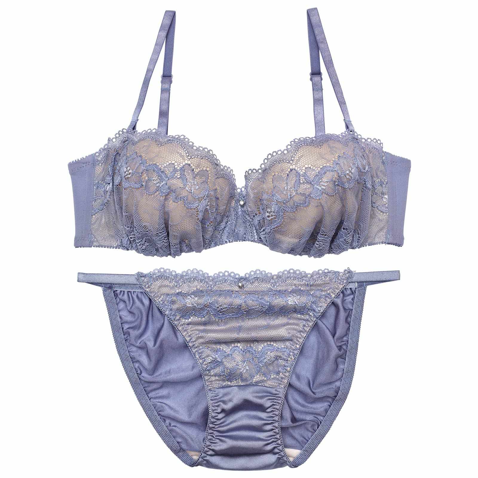 【EFサイズ】ヌーディノーブルレースブラジャー&フルバックショーツ