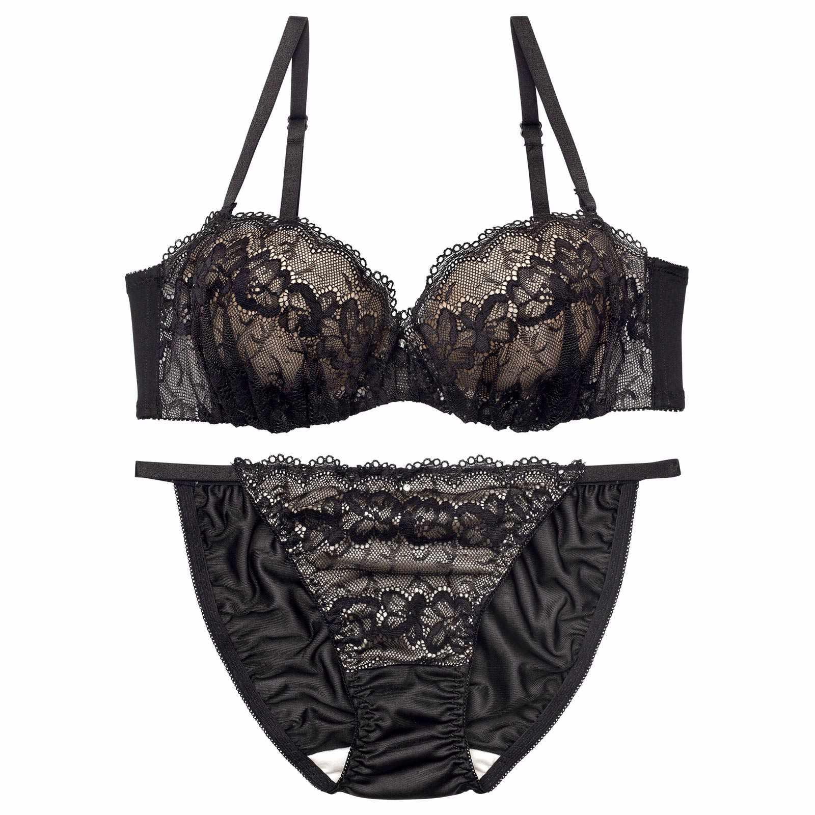 4/9再販!【EFサイズ】ヌーディノーブルレースブラジャー&フルバックショーツ